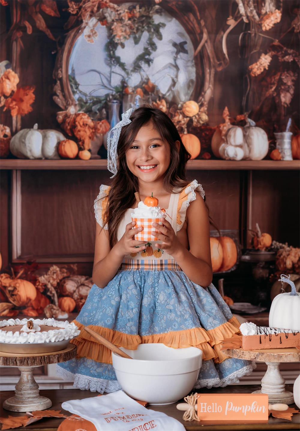 Kate Cozy Autumn Kitchen Hutch Backdrop Designed by Mandy Ringe Photography