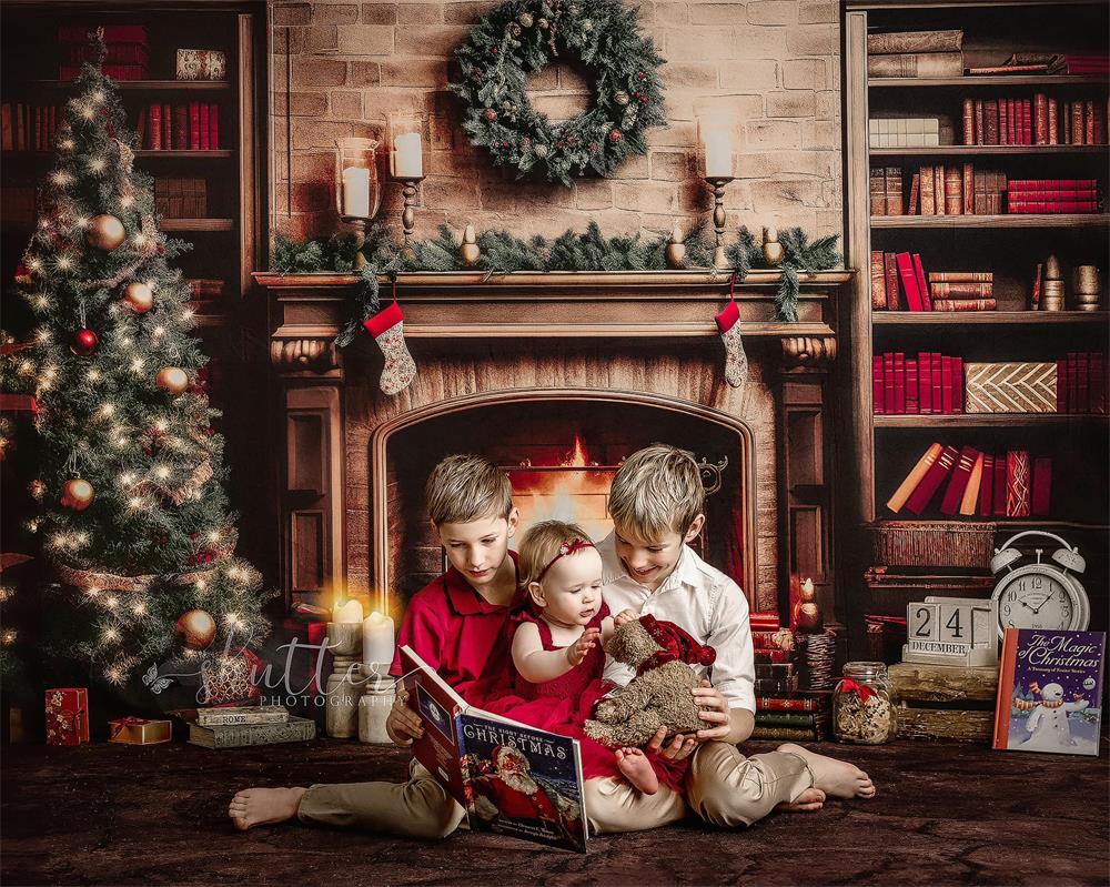 Kerstvlam Boekenwinkel Fotografie-achtergrond