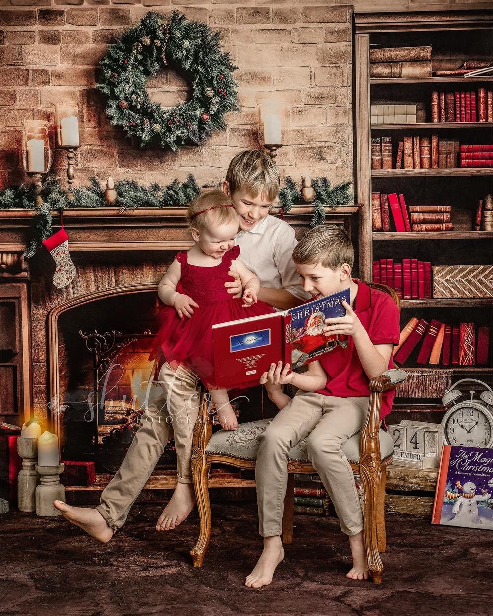 Kerstvlam Boekenwinkel Fotografie-achtergrond