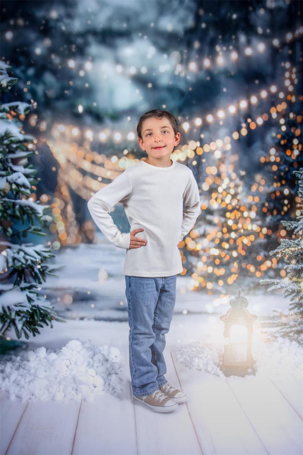 Kate Winter Christmas Outdoor Forest White Snowland Backdrop Designed by Emetselch