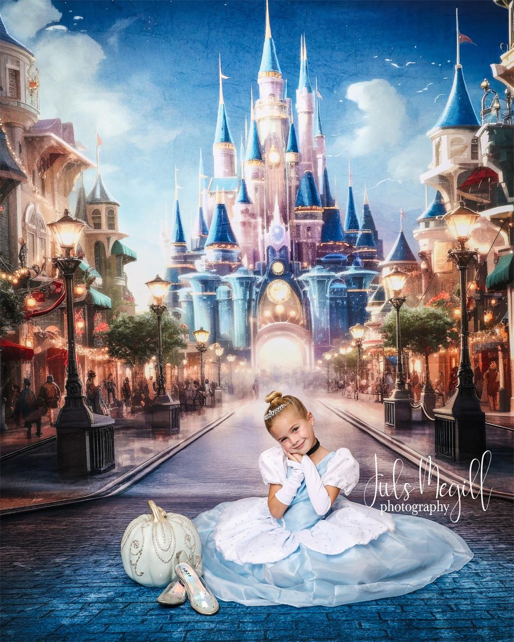 Fantasy Magic Kingdom Blue Castle Backdrop diseñado por Lidia Redekopp