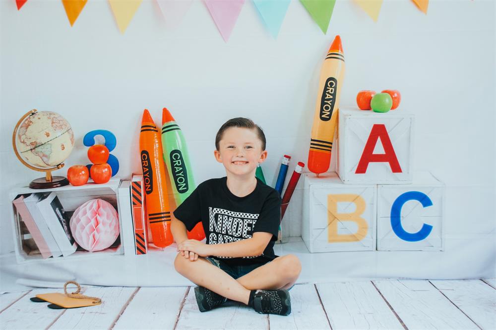 Terug naar School Foto Achtergrond Krijt+Witte Retro Houten Muur Rubberen Vloermat