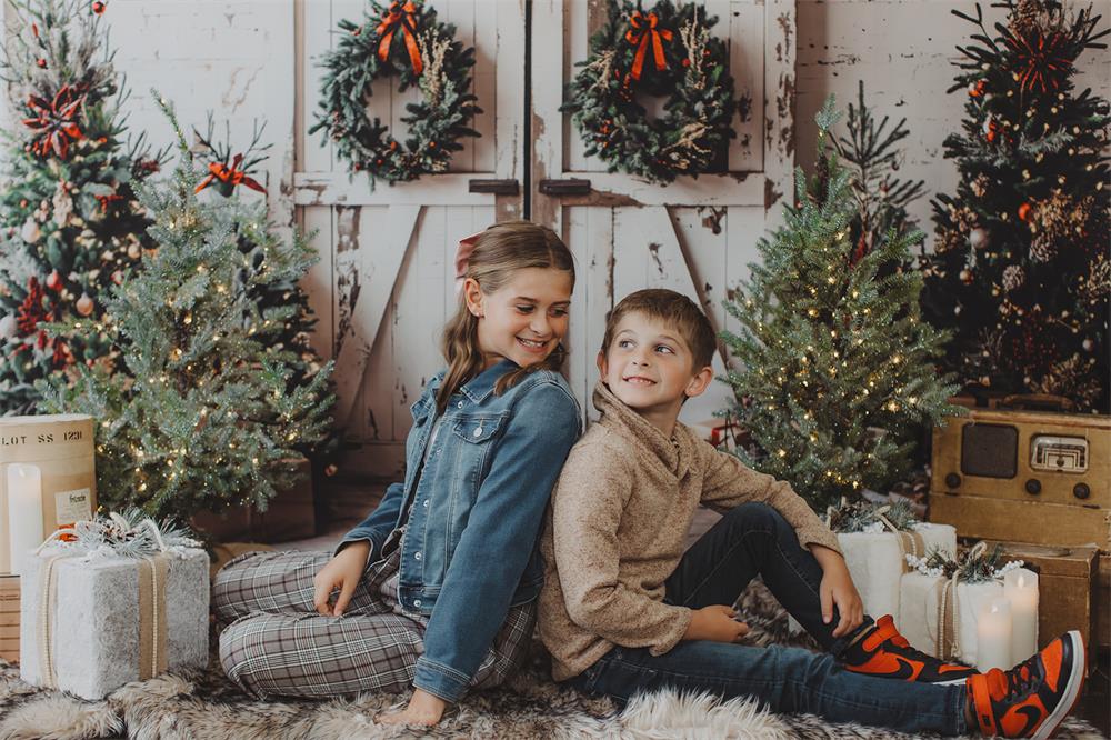 Kate Christmas White Shabby Barn Door Backdrop Designed by Emetselch