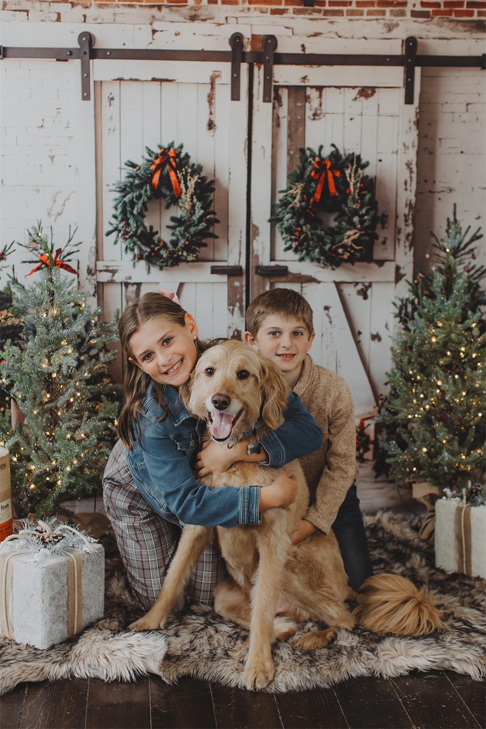 Kate Christmas White Shabby Barn Door Backdrop Designed by Emetselch