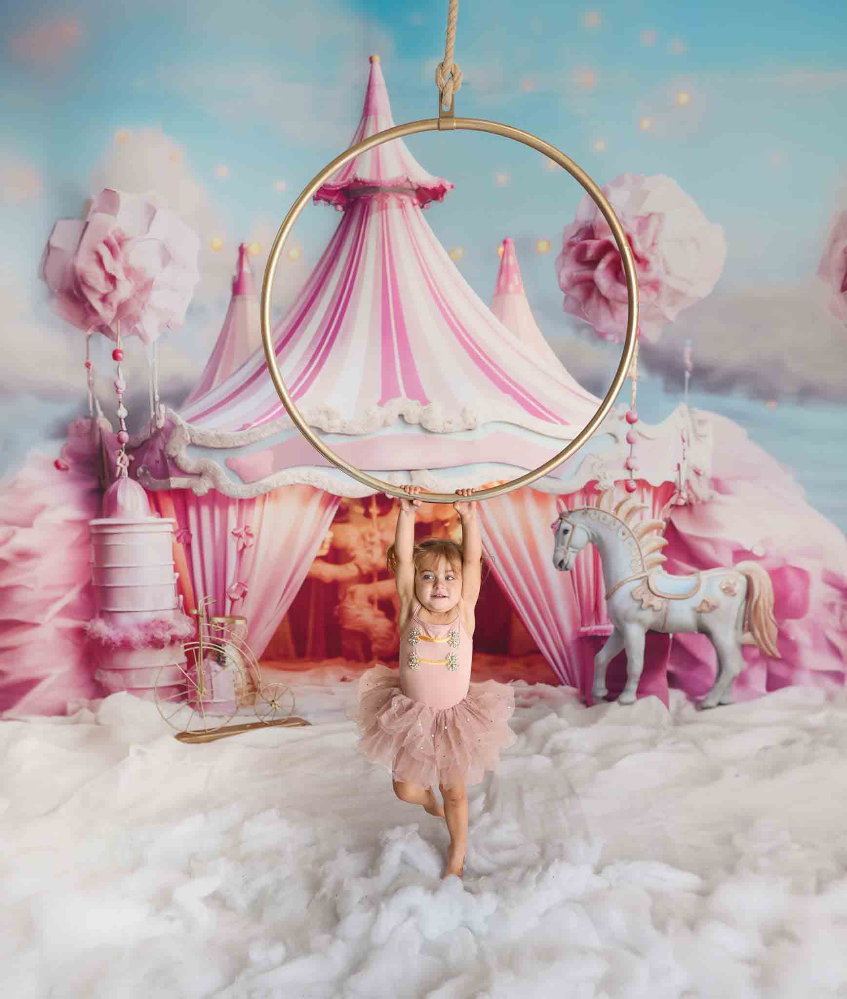 Fantasy Roze Eenhoorn Circus Achtergrond voor Fotografie