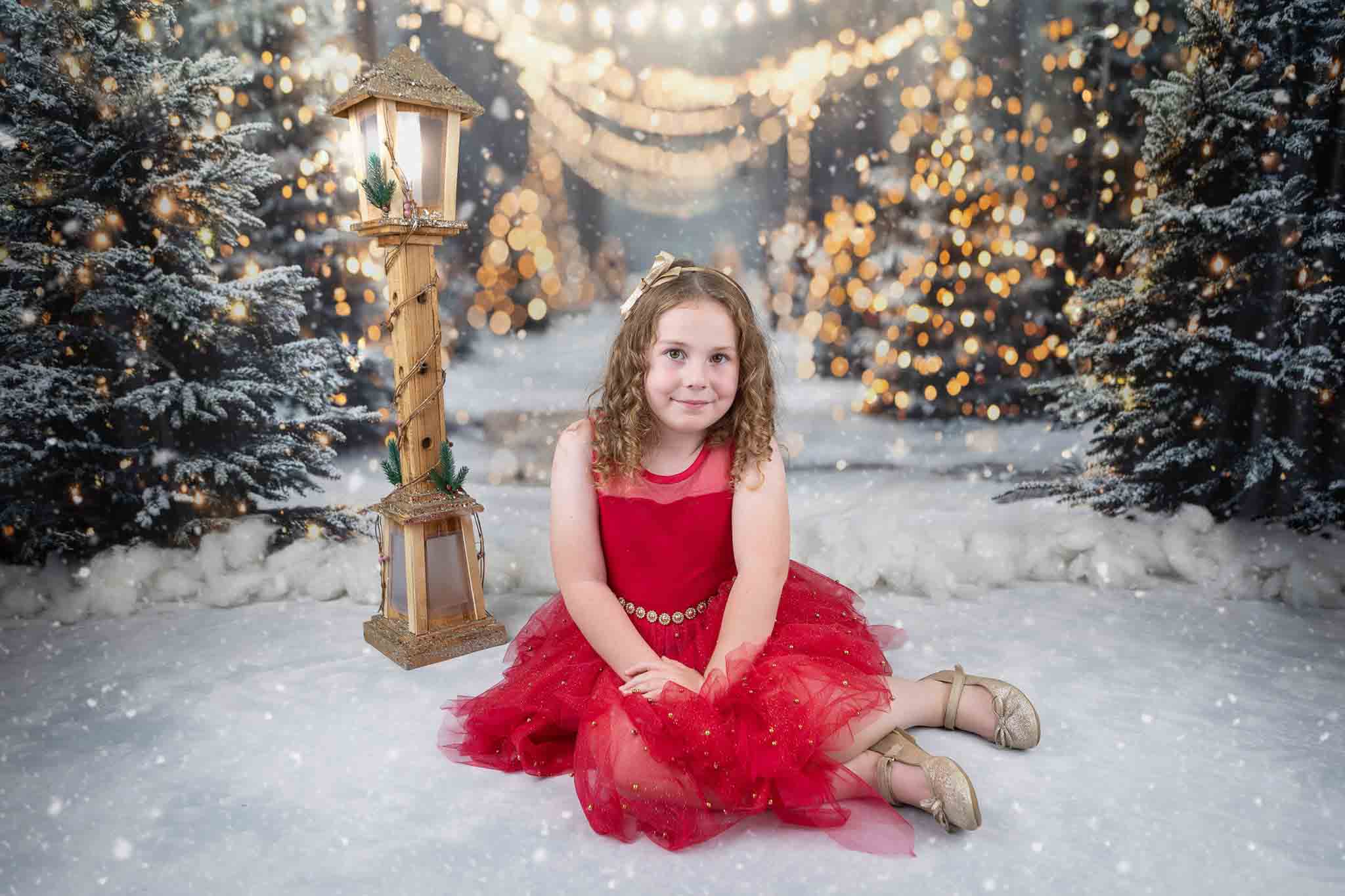 Kate Winter Christmas Outdoor Forest White Snowland Backdrop Designed by Emetselch