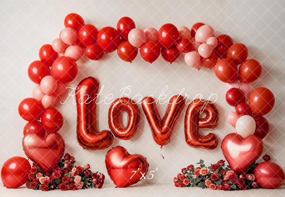 Kate Valentine's Day Love Balloon Arch Heart Roses Backdrop Designed by Emetselch