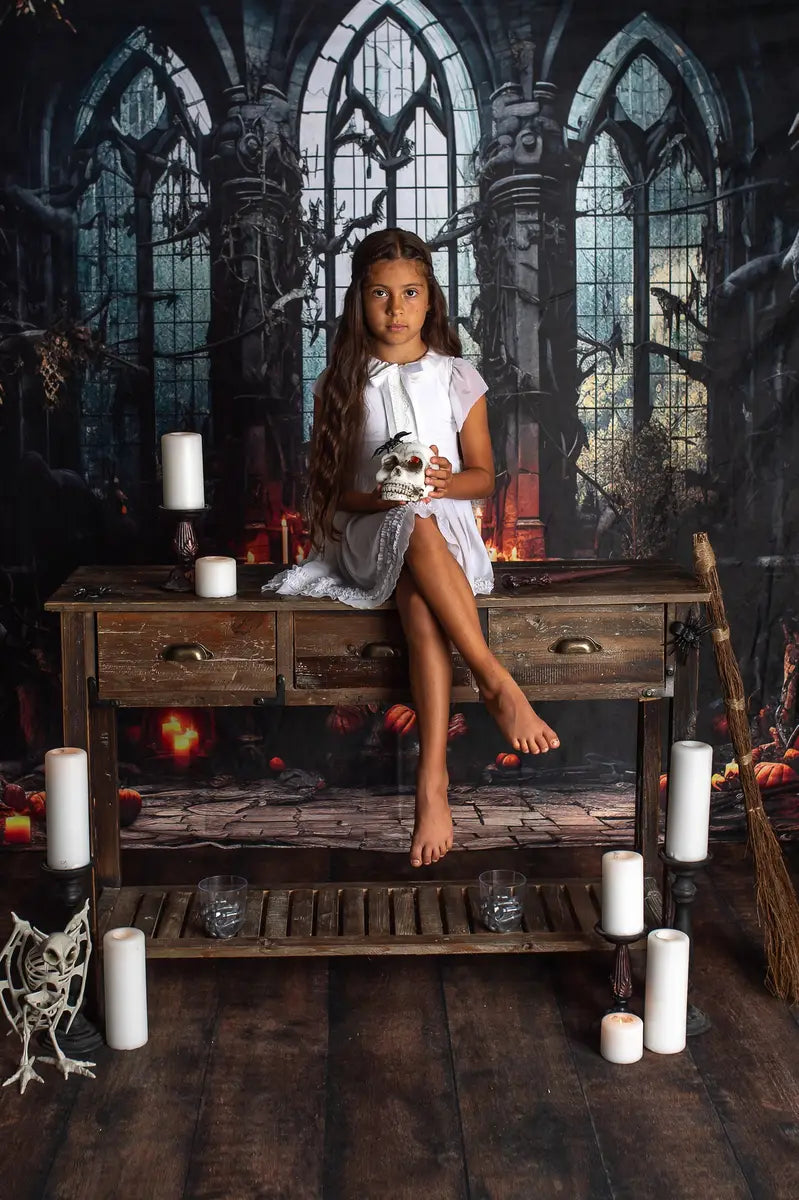 Kate Halloween Dark Church Candles Backdrop Designed by Emetselch