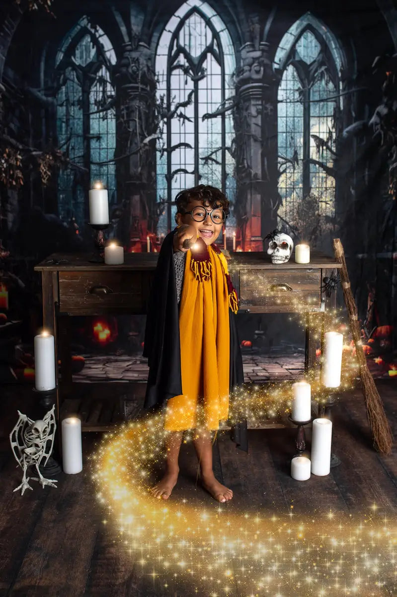 Kate Halloween Dark Church Candles Backdrop Designed by Emetselch