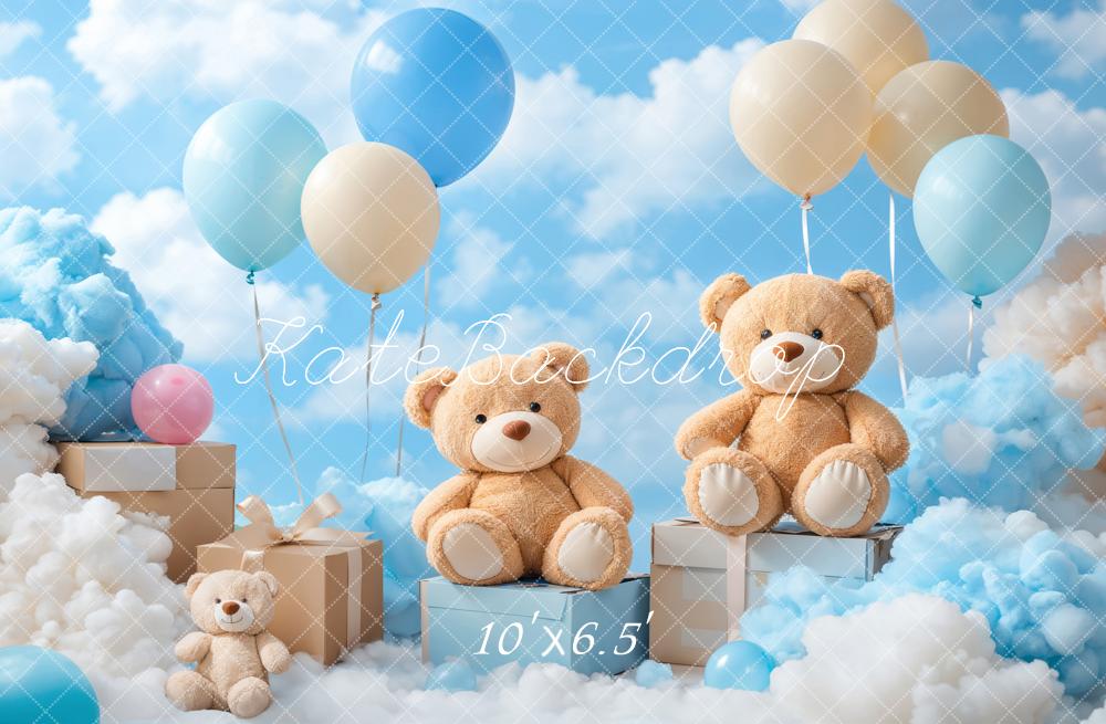 Kate Blue Sky With Teddy Bear and Balloons Backdrop Designed by Emetselch