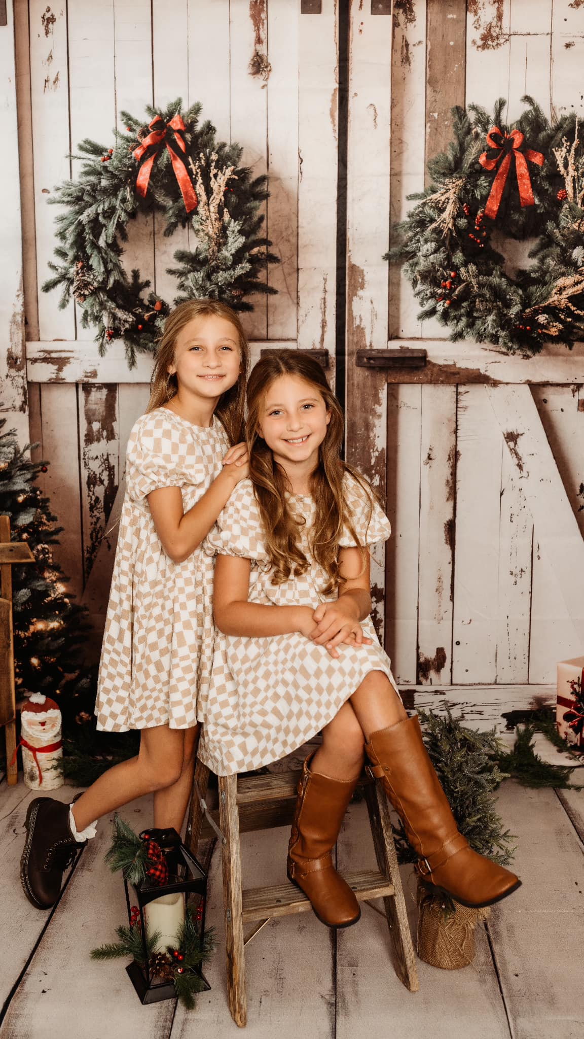 Kate Christmas White Shabby Barn Door Backdrop Designed by Emetselch