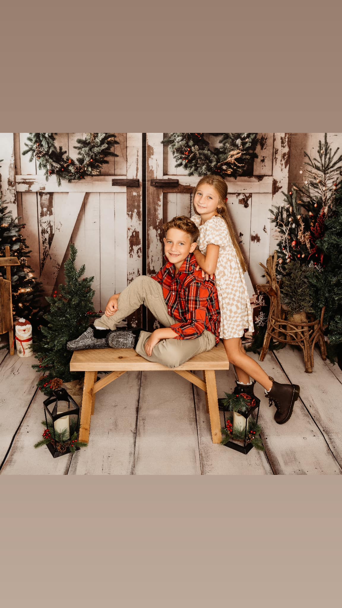 Kate Christmas White Shabby Barn Door Backdrop Designed by Emetselch