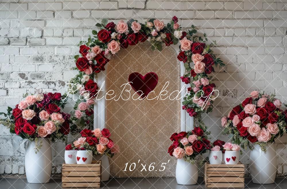 Kate Valentine Flower Arch Heart Backdrop Designed by Mini MakeBelieve