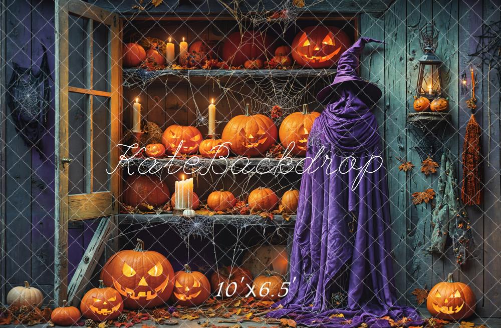 Kate Halloween Shabby Pumpkin Store Backdrop Designed by Emetselch