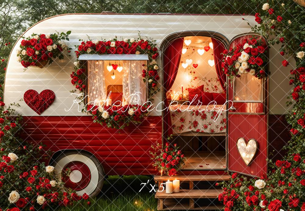 Valentijnsdag Romantische Hart Camper Foto Achtergrond Designed by Emetselch