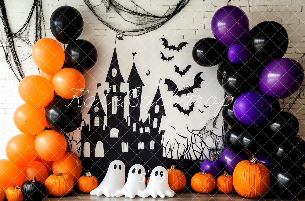 Kate Halloween Castle Ghosts Spider Web Backdrop Designed by Patty Roberts