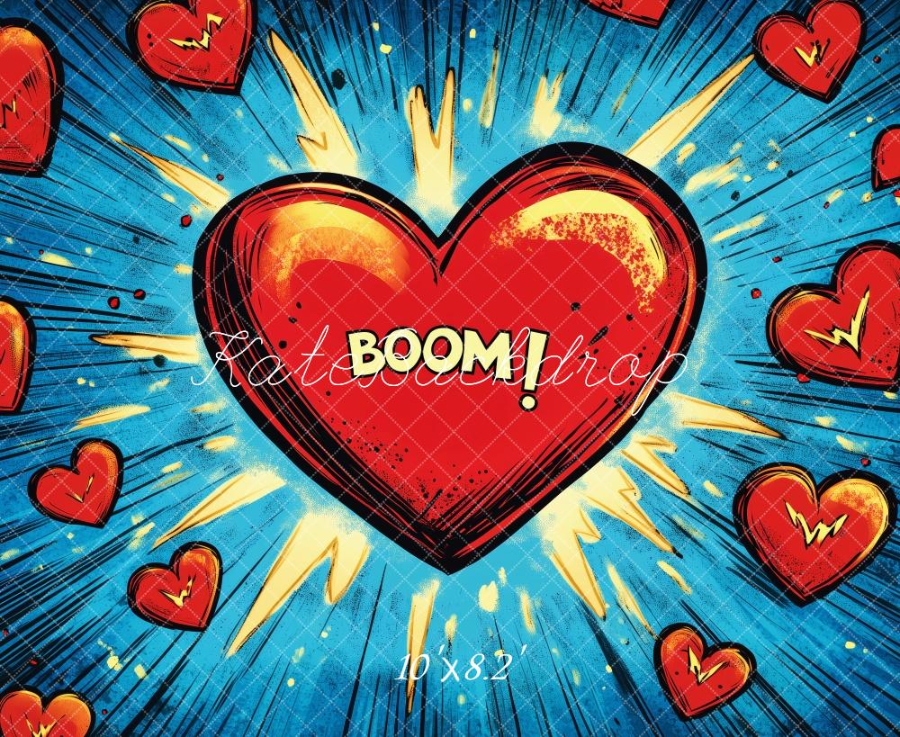 Kate Valentine Comic Heart Explosion Backdrop Designed by Patty Roberts