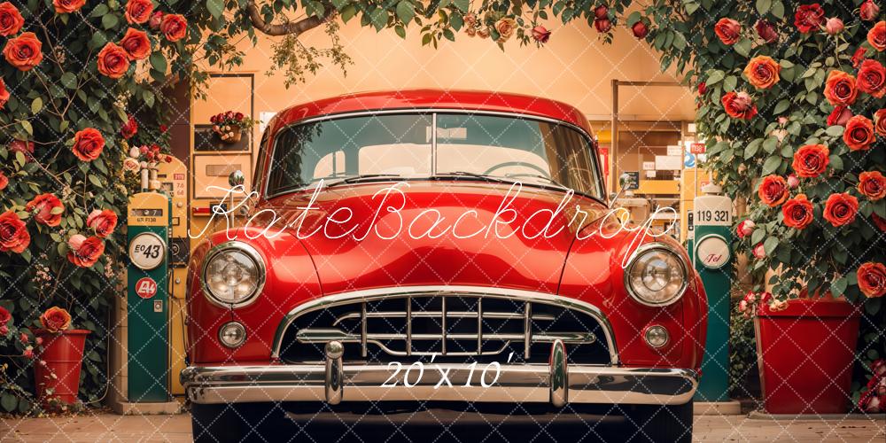 Valentine Vintage Car Rozenboog Foto Achtergrond Designed by Emetselch