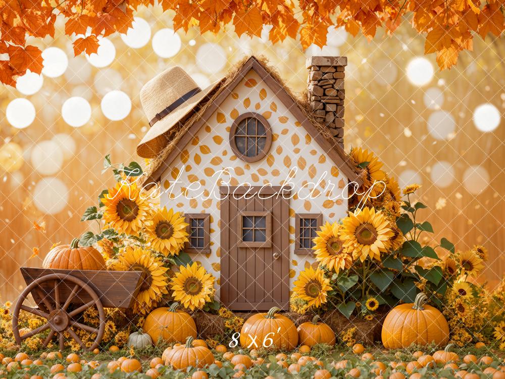 Kate Fall Sunflower Pumpkin House Backdrop Designed by Emetselch