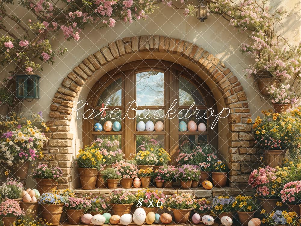 Kate Easter Floral Arched Window Outdoor Backdrop Designed by Emetselch