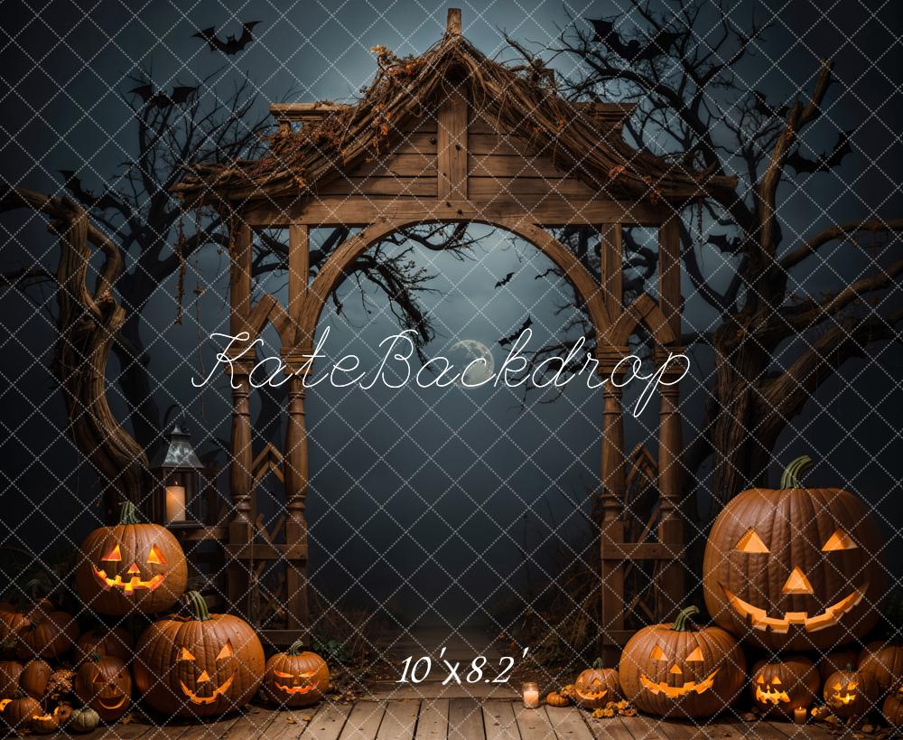 Kate Halloween Outdoor Dark Pumpkin Brown Arch Backdrop Designed by Emetselch