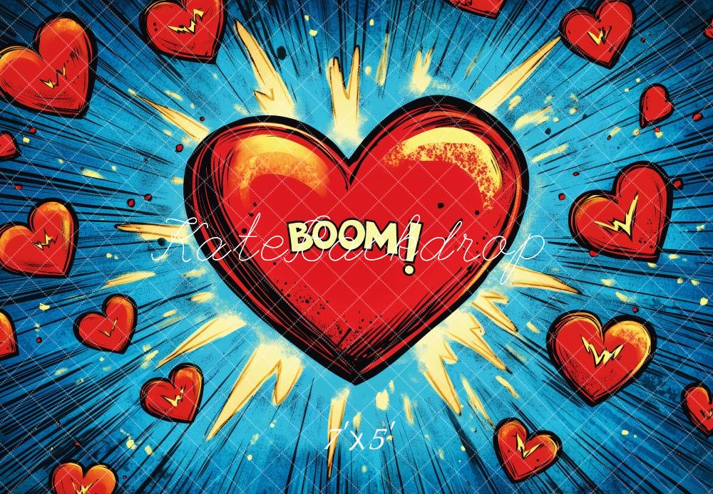 Kate Valentine Comic Heart Explosion Backdrop Designed by Patty Roberts