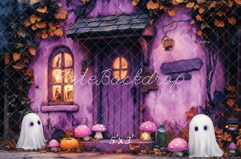 Fondo de Casa Embrujada Morada de Halloween Diseñado por Patty Roberts