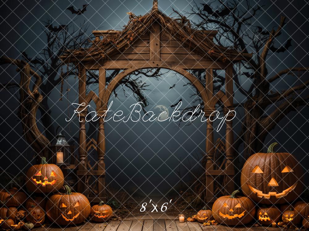 Kate Halloween Outdoor Dark Pumpkin Brown Arch Backdrop Designed by Emetselch