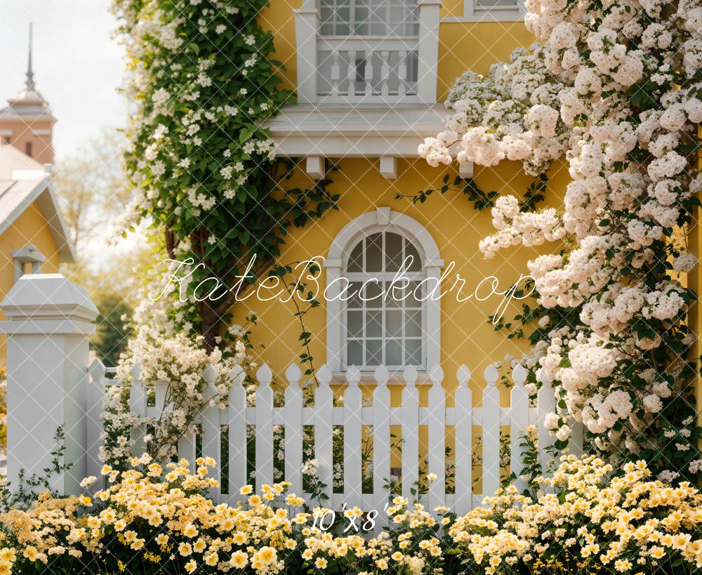 Kate Spring Floral Yellow Cottage Backdrop Designed by Emetselch