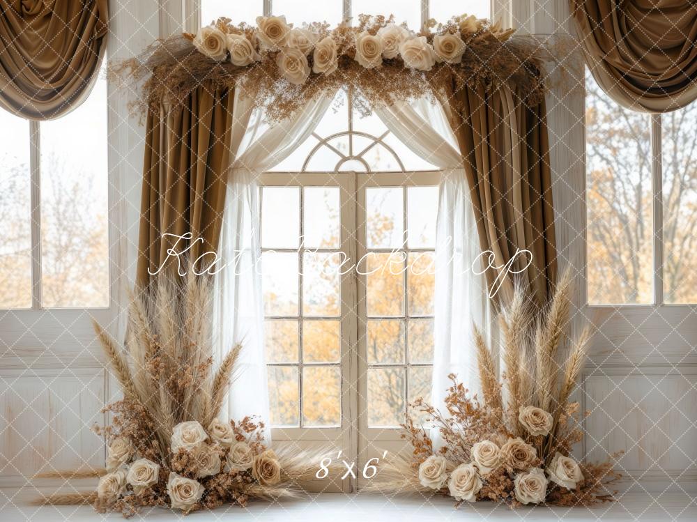 Kate Boho Floral Elegant Window Curtain Backdrop Designed by Mini MakeBelieve