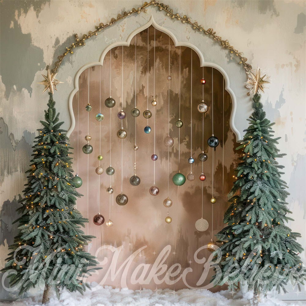 Kate Christmas Boho Retro Floral Arch Backdrop Designed by Mini MakeBelieve