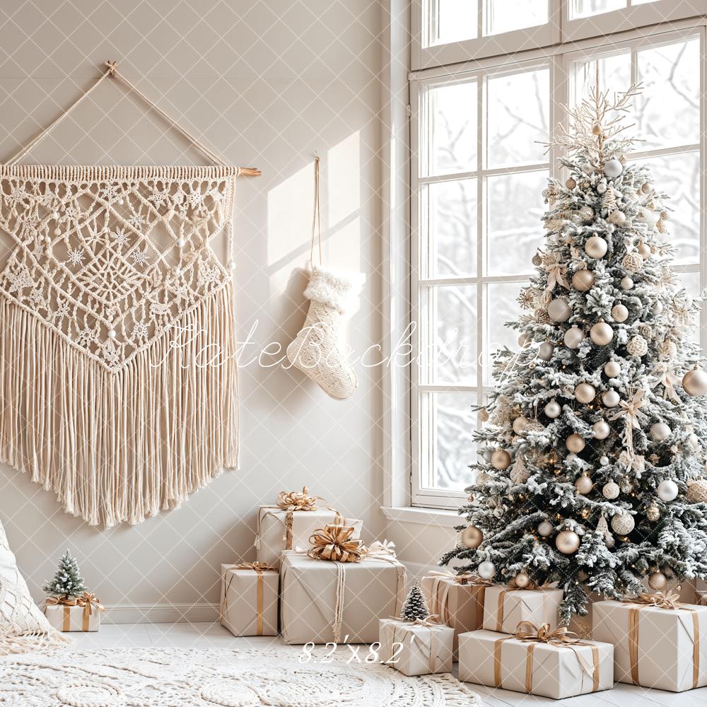 Christmas Tree Boho Woonkamer Foto Achtergrond Designed by Emetselch