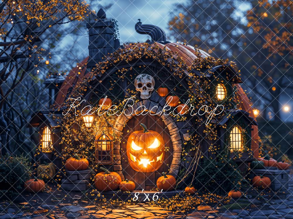 Kate Halloween Dark Forest Magical Pumpkin House Backdrop Designed by Emetselch