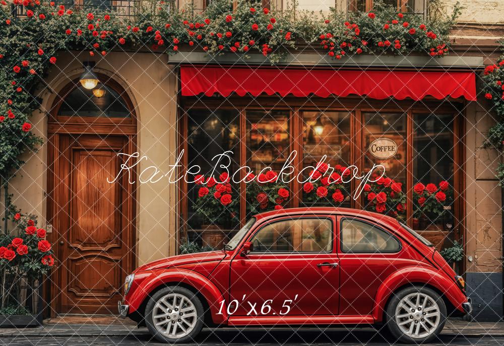 Fondo de Cafetería de Coche Vintage Rojo diseñado por Emetselch