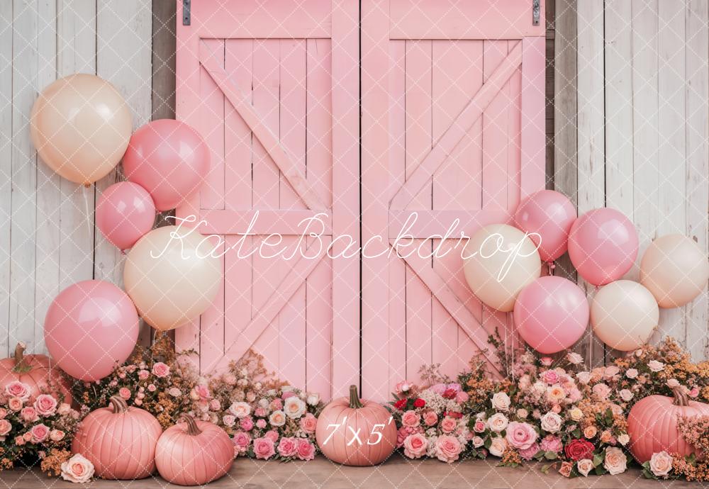 Kate Valentine Barn Door Pink Floral Backdrop Designed by Emetselch