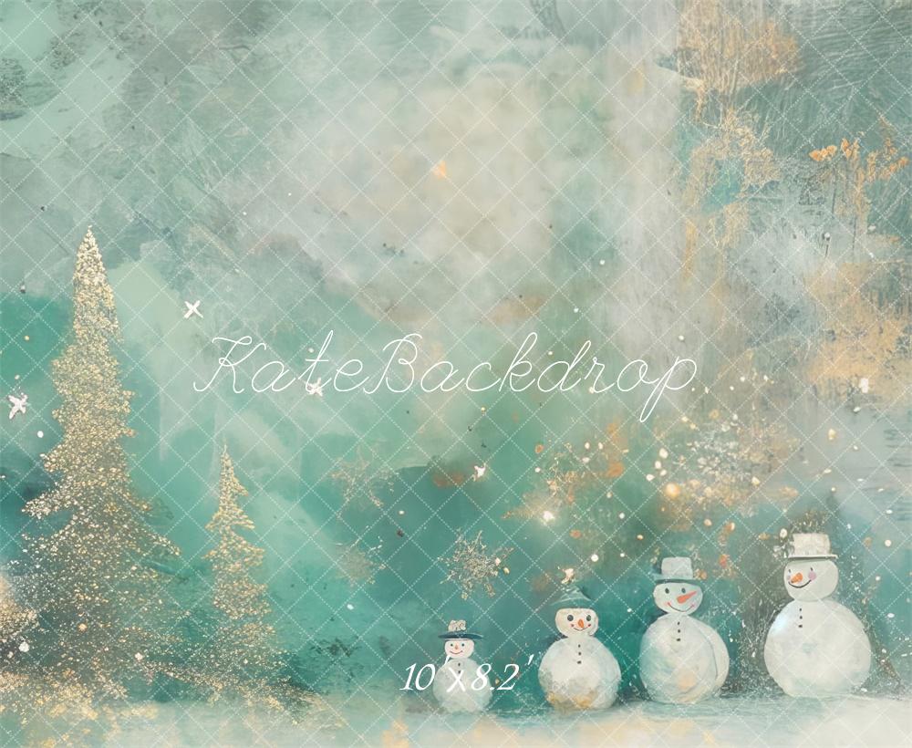 Fondo de invierno Navidad muñeco de nieve copos de nieve diseñado por Lidia Redekopp