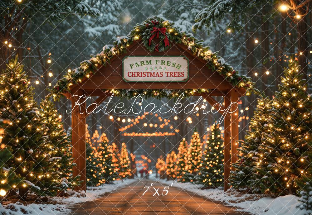 TEST Kate Christmas Trees Farm Wood Door Backdrop Designed by Emetselch