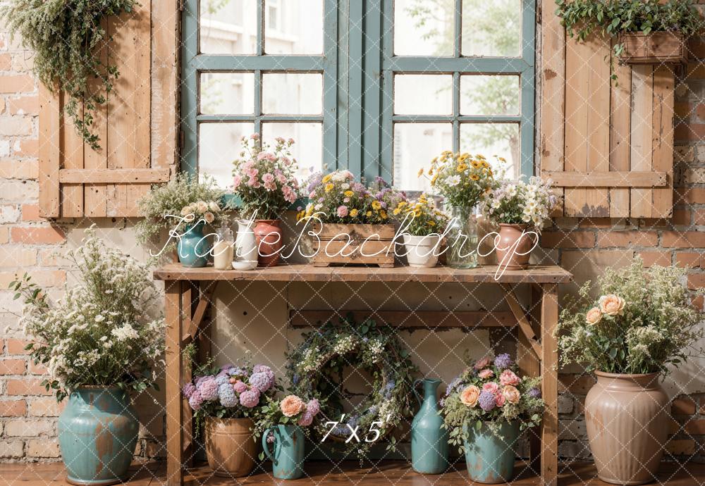 Kate  Spring Rustic Floral Window Table Backdrop Designed by Emetselch