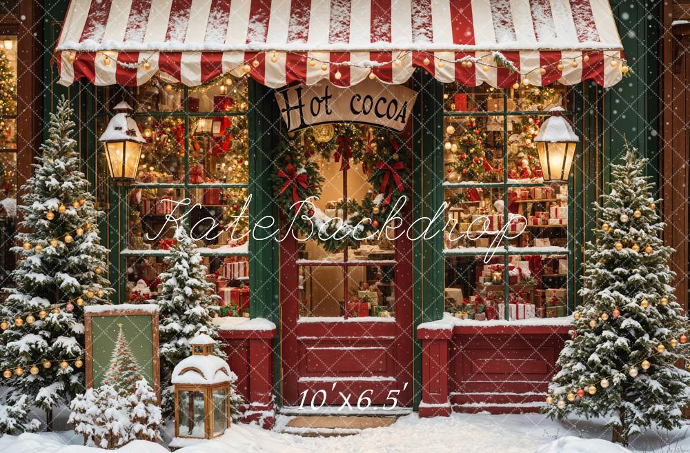 Kerst Retro Warme Chocolade Winkel Foto Achtergrond Ontworpen door Emetselch