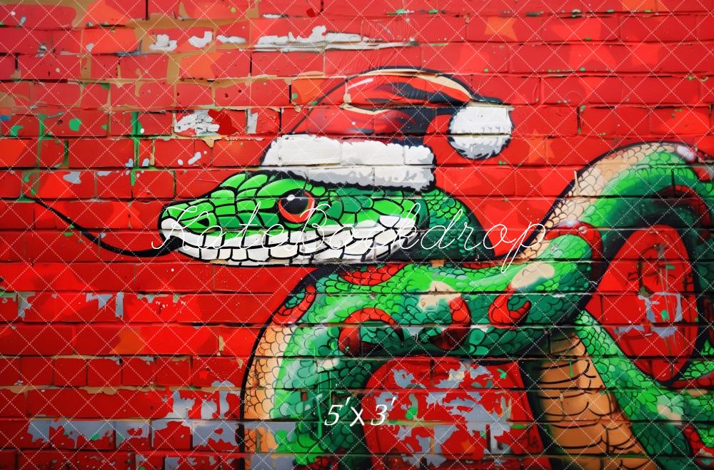 Fondo de Pared de Graffiti de Serpiente de Navidad Diseñado por Patty Robert