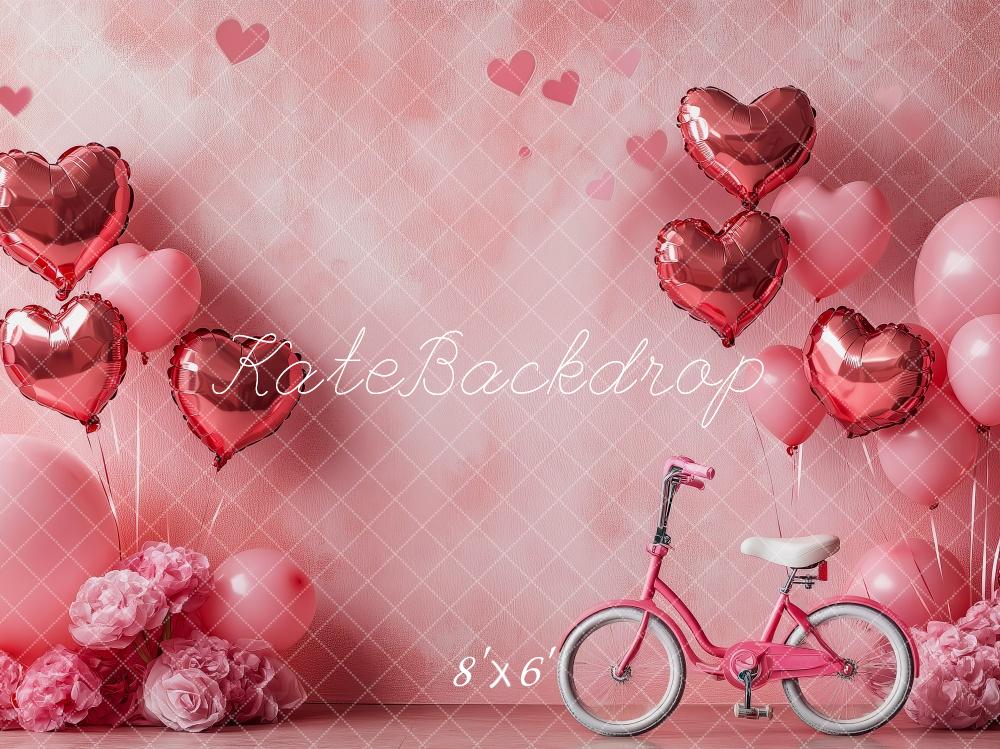 Kate Valentine's  Pink Heart Balloons Bicycle Backdrop Designed by Patty Roberts