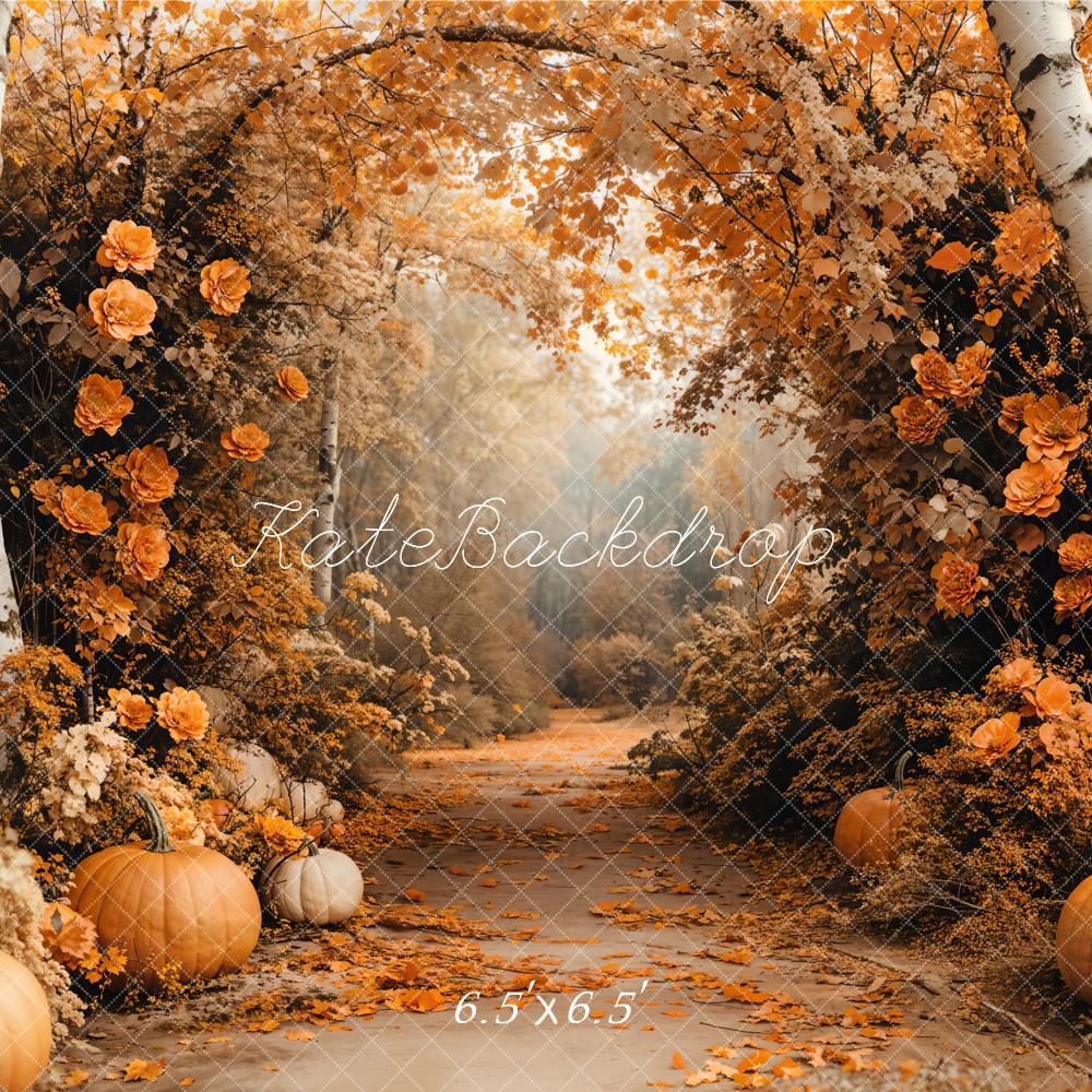 Fondo de Flores de Calabaza del Bosque de Arce de Otoño Diseñado por Emetselch