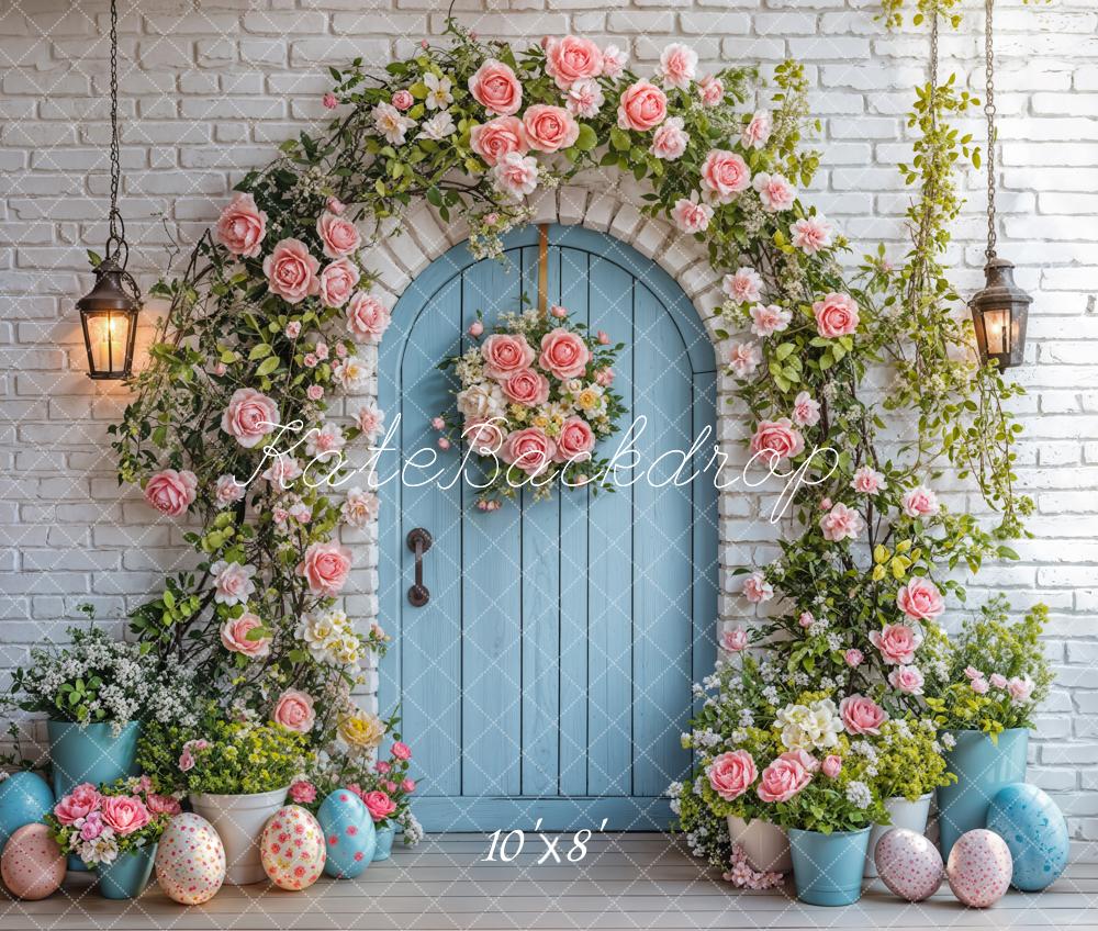 Kate Easter Flower Arch Blue Door Backdrop Designed by Emetselch