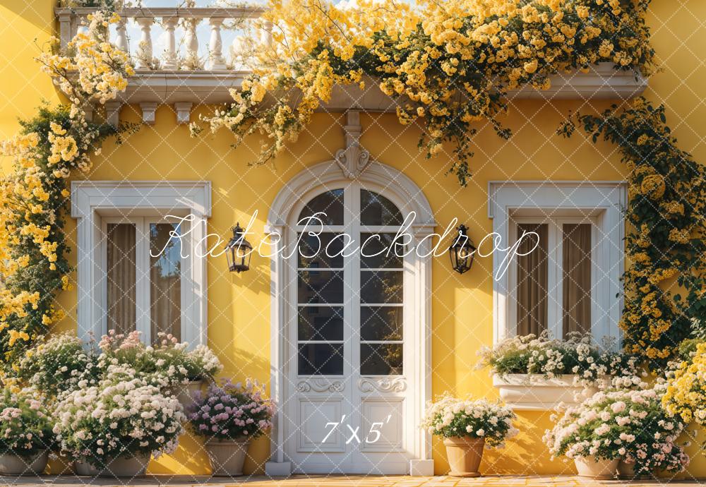 Kate Spring Yellow Floral House Door Backdrop Designed by Emetselch