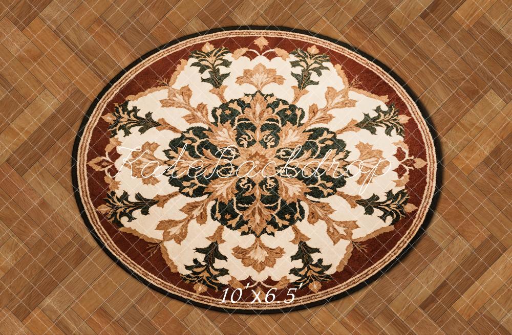 Kate Round Retro Floral Rug Floor Backdrop Designed by Emetselch