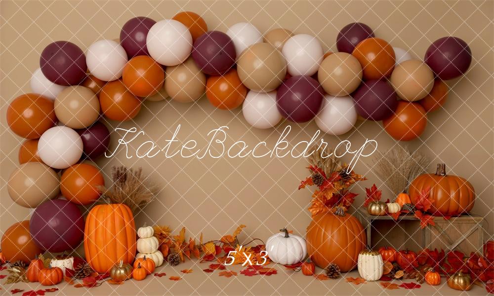 Kate Fall Cake Smash Pumpkin Balloon Arch Backdrop Designed by Melissa King