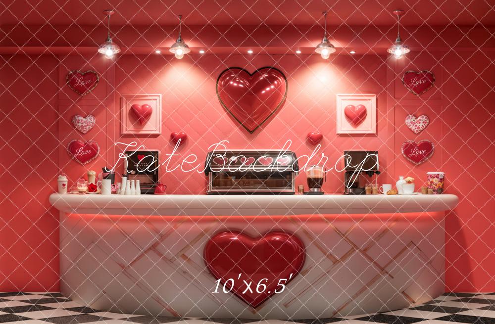 Kate Valentine Coffee Bar Red Heart Backdrop Designed by Emetselch