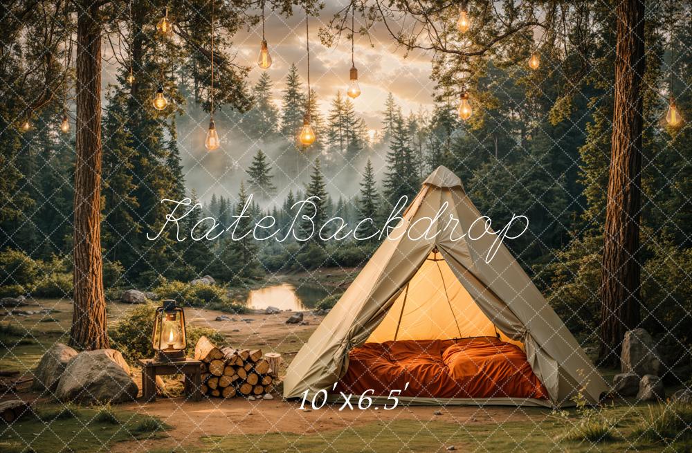 Kate Camping Forest Tent Lights Backdrop Designed by Emetselch