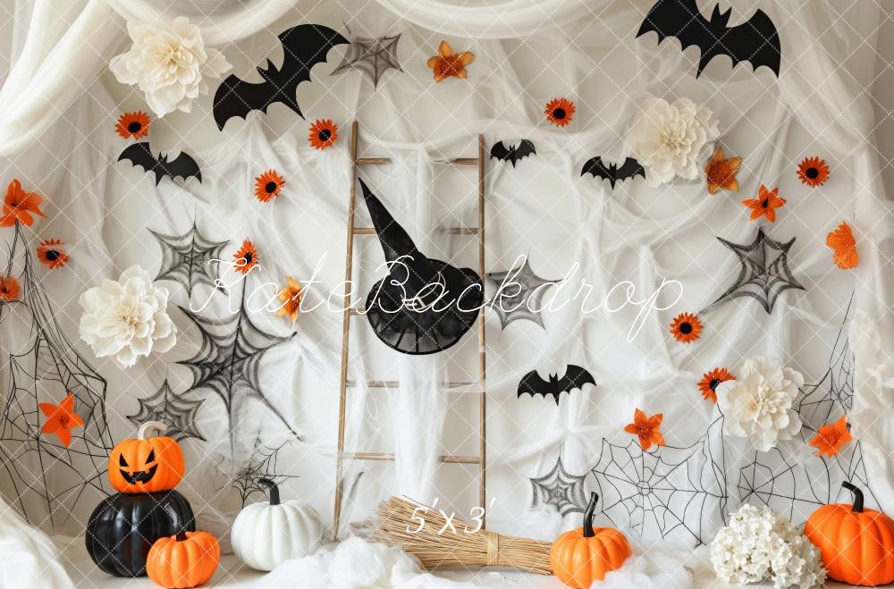 Halloween Ragnatele con Pipistrelli e Zucche Sfondo Designed by Patty Roberts