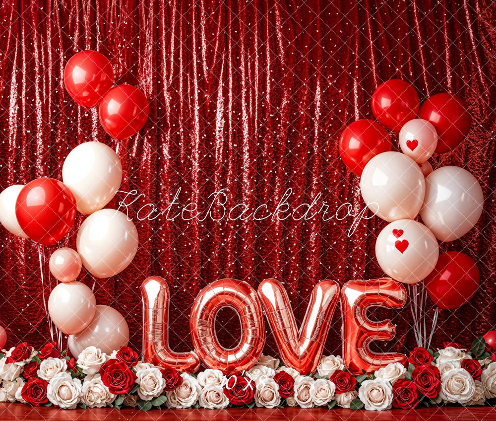 Kate Valentine's Day Love Balloon Curtain Backdrop Designed by Emetselch